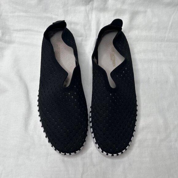 Ilse Jacobsen Tulip Black Fabric Perforated Slip-On Shoes Size 40 - Picture 6 of 13
